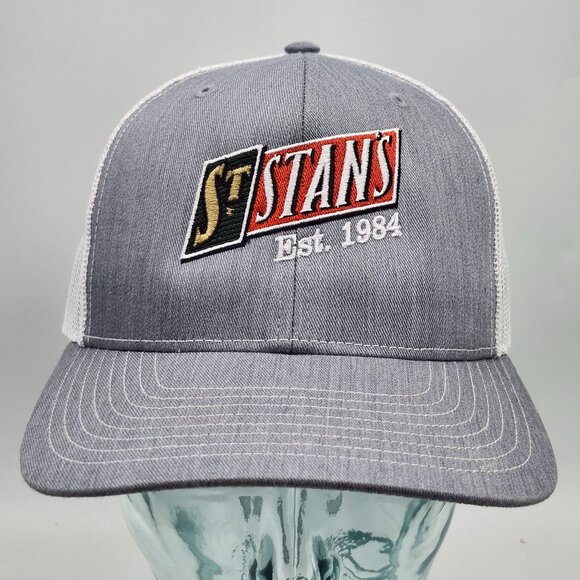 St Stans Est 1984 Beer Brewery Gray White Snapback Trucker Hat Embroidered Logo - Picture 2 of 11
